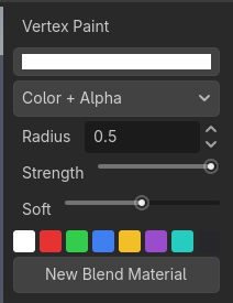 The vertex paint palette panel