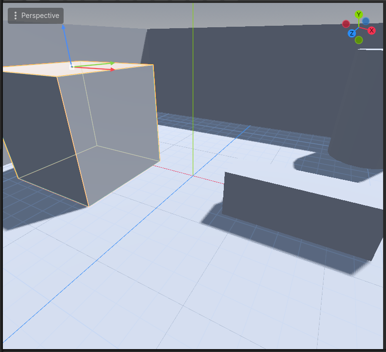 A blockout scene on the Unibuilder reference grid